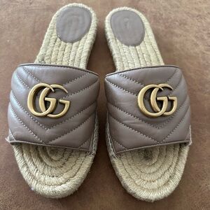Gucci Marmont Espadrille Slide Sandals